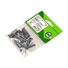 Дюбель 6х30 распорный c бортом полипропилен серый с шурупом 4.5х40 цинк (уп.10шт) пакет EKT 1128023