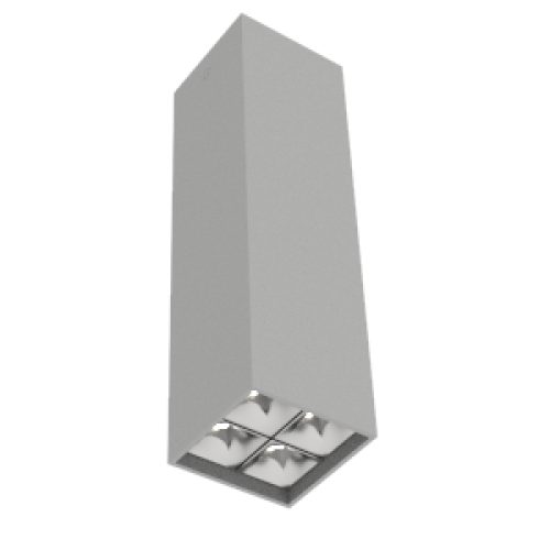 Светильник светодиодный DL-Box Reflect Multi 2х2 10Вт 3000К 80х80х300 накладной 55град. RAL7045 сер.