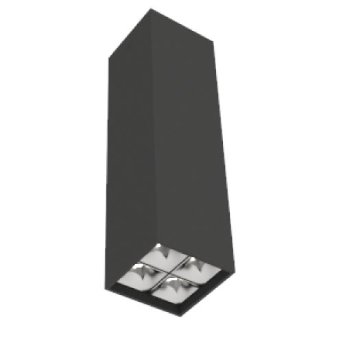 Светильник светодиодный DL-Box Reflect Multi 2х2 10Вт 3000К 80х80х300 накладной кососвет RAL9005 чер