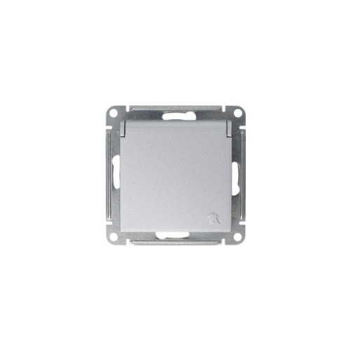 Розетка 1-м СП AtlasDesign 16А IP20 с заземл. защ. шторки с крышкой механизм алюм. SE ATN000346