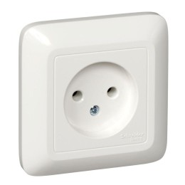 Розетка 1-м СП Прима 10А IP20 250В без заземл. без защ. шторок бел. (розн. упак.) SchE RS10-184-BI