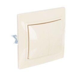 Выключатель 2-кл. 1п СП Кварта 10А IP20 ВС10-2-0-Км керамич. осн. крем. IEK EVK20-K33-10-K