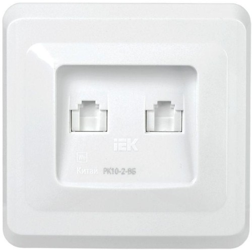 Розетка компьютерная 2-м Вега RJ45 кат.5E РК10-2-ВБ бел. IEK EKV25-K01-DM