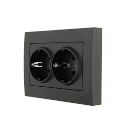 Розетка 2-м Rain с заземл. керамика матов. черн. графит LEZARD 703-4141-127