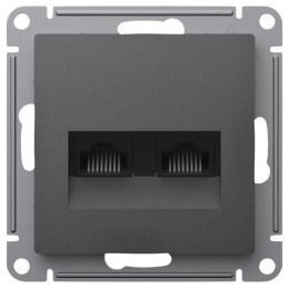 Розетка компьютерная 2-м AtlasDesign RJ45+RJ45 кат.5E механизм базальт SE ATN001485