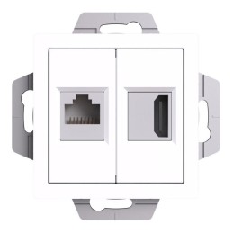 Розетка 2-м AtlasDesign HDMI+RJ45 кат.5E механизм бел. SE ATN000182