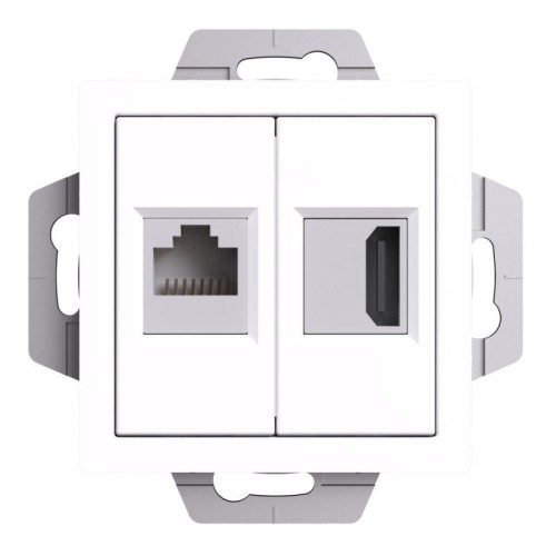 Розетка 2-м AtlasDesign HDMI+RJ45 кат.5E механизм бел. SE ATN000182