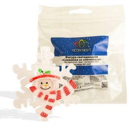 Фигура светодиодная "Снеговик на снежинке" 80х90х15мм 1LED RGB 0.1Вт 4.5В IP20 на присоске элементы