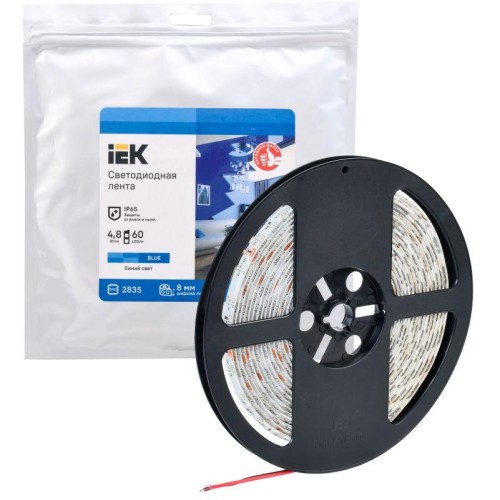 Лента светодиодная LED LSR-2835B60-4.8-IP65-12В (уп.5м) IEK LSR1-7-060-65-3-05