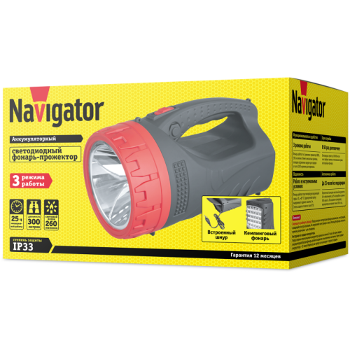 Фонарь-прожектор аккумуляторный кемпинговый 71 598 NPT-SP16-ACCU 24LED 5Вт 230лм аккум. 4А.ч NAVIGAT