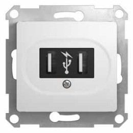 Розетка USB 1-м СП Glossa механизм бел. SchE GSL000132