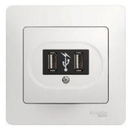 Розетка USB 1-м СП Glossa механизм бел. SchE GSL000132