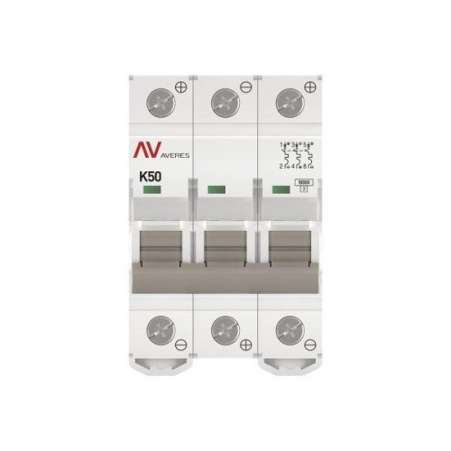 Выключатель автоматический модульный 3п K 50А 10кА AV-10 DC AVERES EKF mcb10-DC-3-50K-av