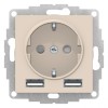 Розетка 1-м СП AtlasDesign 16А IP20 с 2-мя заряд. устройствами USB тип A+A 5В/2.4А 2х5В/1.2А механиз