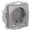 Розетка 1-м СП AtlasDesign 16А IP20 с 2-мя заряд. устройствами USB тип A+A 5В/2.4А 2х5В/1.2А механиз