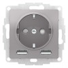 Розетка 1-м СП AtlasDesign 16А IP20 с 2-мя заряд. устройствами USB тип A+A 5В/2.4А 2х5В/1.2А механиз