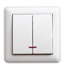 Выключатель 2-кл. СП W59 16А IP20 с подсветкой в сборе бел. SchE VS516-251-18