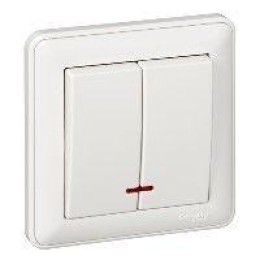 Выключатель 2-кл. СП W59 16А IP20 с подсветкой в сборе бел. SchE VS516-251-18