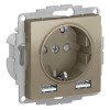Розетка 1-м СП AtlasDesign 16А IP20 с 2-мя заряд. устройствами USB тип A+A 5В/2.4А 2х5В/1.2А механиз