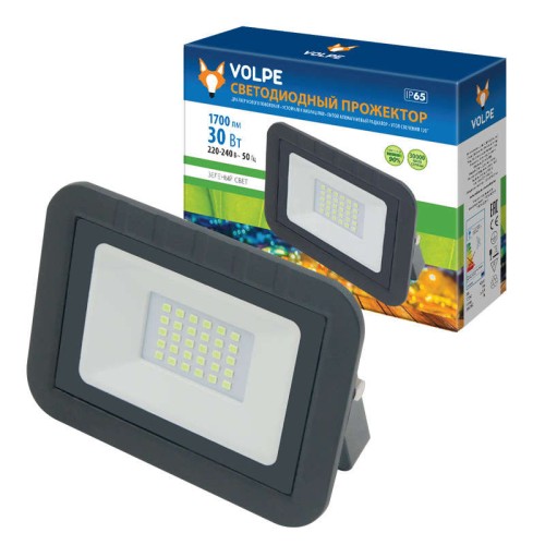 Прожектор светодиодный ULF-Q511 30W/GREEN IP65 220-240В BLACK зел. свет корпус черн. Volpe UL-000025