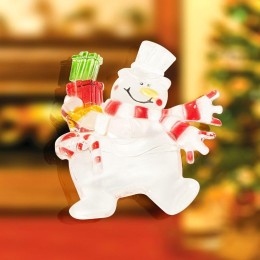 Фигура светодиодная "Снеговик с подарком" 75х90х10мм 1LED RGB 0.1Вт 4.5В IP20 на присоске элементы п