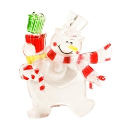 Фигура светодиодная "Снеговик с подарком" 75х90х10мм 1LED RGB 0.1Вт 4.5В IP20 на присоске элементы п