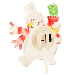 Фигура светодиодная "Снеговик с подарком" 75х90х10мм 1LED RGB 0.1Вт 4.5В IP20 на присоске элементы п