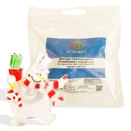 Фигура светодиодная "Снеговик с подарком" 75х90х10мм 1LED RGB 0.1Вт 4.5В IP20 на присоске элементы п