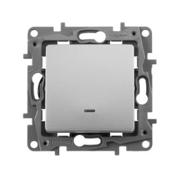Выключатель 1-кл. СП Etika 10А IP20 250В 10AX с подсветкой/индикацией безвинтов. зажимы механизм алю