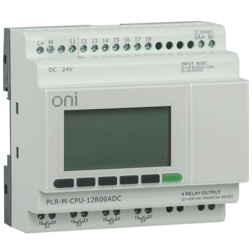 Контроллер программируемый логический (микро ПЛК) PLR-M. CPU DI08/DO04(R) 24В DC ONI PLR-M-CPU-12R00