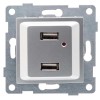 Розетка USB 2-м СП Ugra механизм серебр. GUSI С11USB2-004