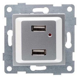 Розетка USB 2-м СП Ugra механизм серебр. GUSI С11USB2-004