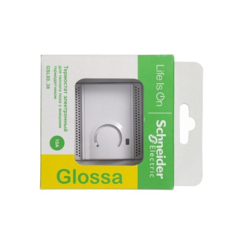 Термостат Glossa электронный для теплого пола с датчиком +5град.C +50град.C 10А в сборе бел. SchE GS