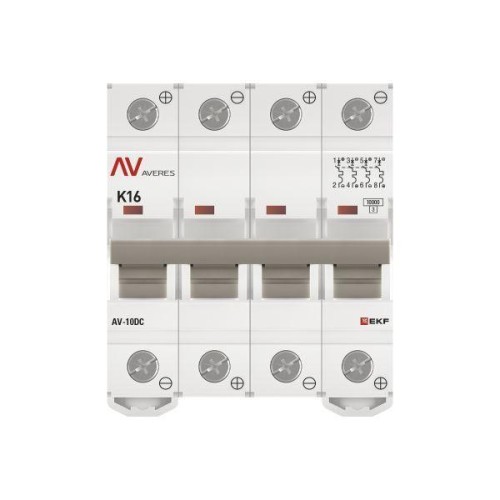 Выключатель автоматический модульный 4п K 16А 10кА AV-10 DC AVERES EKF mcb10-DC-4-16K-av