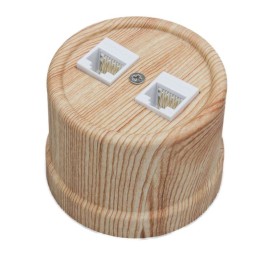 Розетка компьютерная 2-м ОП Лизетта RJ45 10А IP20 ретро кат.5E ABS-пластик карельская сосна Bironi B