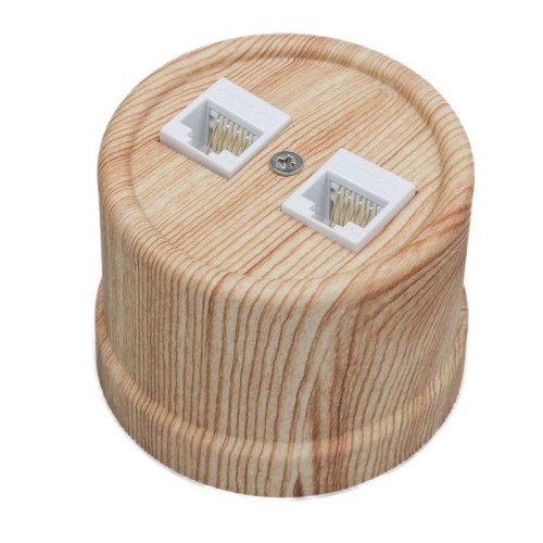 Розетка компьютерная 2-м ОП Лизетта RJ45 10А IP20 ретро кат.5E ABS-пластик карельская сосна Bironi B