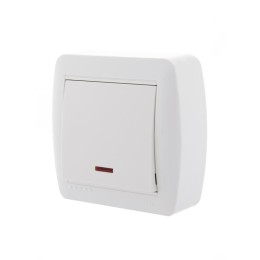 Выключатель 1-кл. ОП Demet 10А IP20 с подсветкой бел. LEZARD 711-0200-111