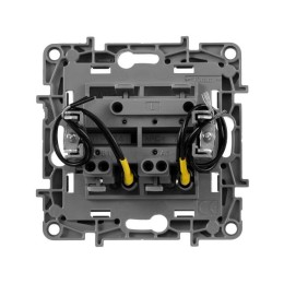 Выключатель 2-кл. СП Etika 10А IP20 250В 10AX с подсветкой/индикацией авт. зажимы механизм алюм. Leg