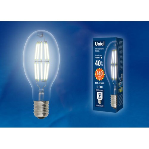Лампа светодиодная LED-ED90-40W/DW/E40/CL GLP05TR колба прозр. свет дневной бел. 6500К упак. картон.