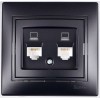 Розетка компьютерная 2-м Mira RJ45 со вставкой черн. бархат LEZARD 701-4242-141