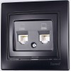 Розетка компьютерная 2-м Mira RJ45 со вставкой черн. бархат LEZARD 701-4242-141