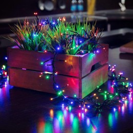 Гирлянда светодиодная "Кластер LED" 3м 288LED мультиколор 14Вт 220-240В IP20 провод ПВХ темн. зел. N