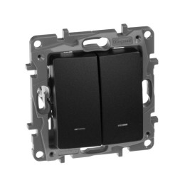 Выключатель 2-кл. СП Etika 10А IP20 250В 10AX с подсветкой/индикацией авт. зажимы механизм антрацит