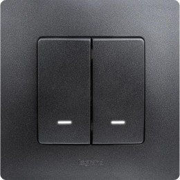 Выключатель 2-кл. СП Etika 10А IP20 250В 10AX с подсветкой/индикацией авт. зажимы механизм антрацит