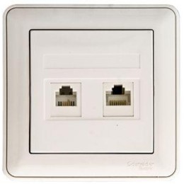 Розетка компьютерная + телефонная 2-м СП W59 RJ45 + RJ11 кат.5E 1А бел. SchE RSI-251TK5E-18 (РСИ-251