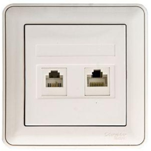 Розетка компьютерная + телефонная 2-м СП W59 RJ45 + RJ11 кат.5E 1А бел. SchE RSI-251TK5E-18 (РСИ-251