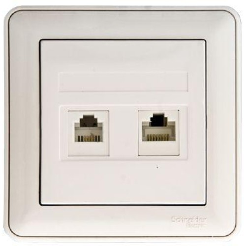 Розетка компьютерная + телефонная 2-м СП W59 RJ45 + RJ11 кат.5E 1А бел. SchE RSI-251TK5E-18 (РСИ-251