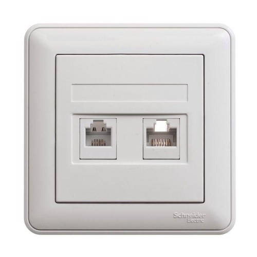 Розетка компьютерная + телефонная 2-м СП W59 RJ45 + RJ11 кат.5E 1А бел. SchE RSI-251TK5E-18 (РСИ-251