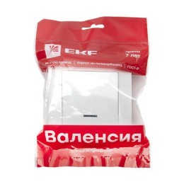Выключатель 1-кл. СП Валенсия 10А IP20 с индикатором бел. PROxima EKF EWV10-121-10