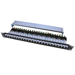 Патч-панель PP3-19-24-8P8C-C6-SH-110D 19дюйм. 1U 24 порта RJ45 полн. экран. кат.6; Dual IDC ROHS чер